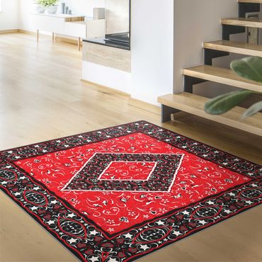 Vloerkleed - Classic Persian Pattern Rhombus Black Red