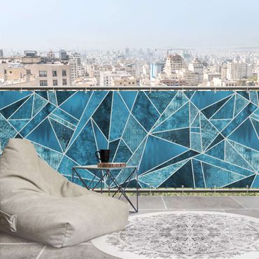 Privacyscherm voor balkon - Crystal Blue Geometry
