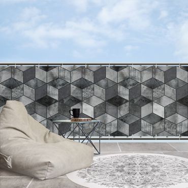 Privacyscherm voor balkon - Crystal Grey Cube Pattern