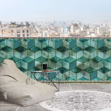 Privacyscherm voor balkon - Crystal Green Cube Pattern