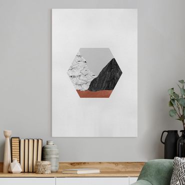 Canvas schilderijen Copper Mountains Hexagonal Geometry