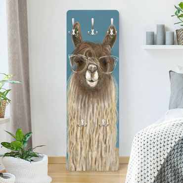 Wandkapstokken houten paneel Lama With Glasses III