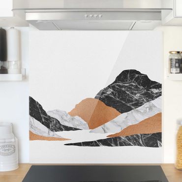 Spatscherm keuken Landscape In Marble And Copper II