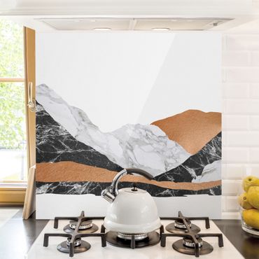Spatscherm keuken Landscape In Marble And Copper