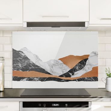 Spatscherm keuken Landscape In Marble And Copper