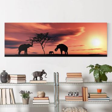 Canvas schilderijen African Elephant Family