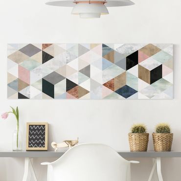 Canvas schilderijen Watercolour Mosaic With Triangles I