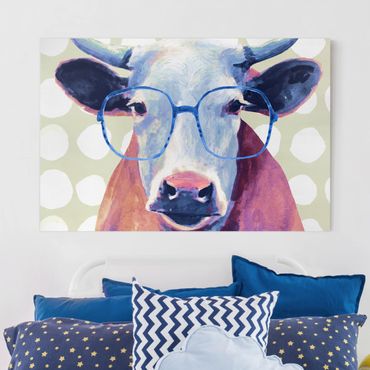 Canvas schilderijen Animals With Glasses - Cow