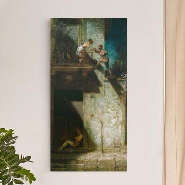 Canvas schilderijen Carl Spitzweg - Pierrot And Columbine