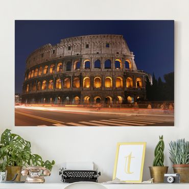 Canvas schilderijen Colosseum in Rome at night