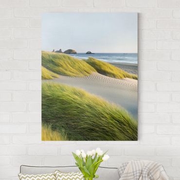 Canvas schilderijen Dunes And Grasses At The Sea
