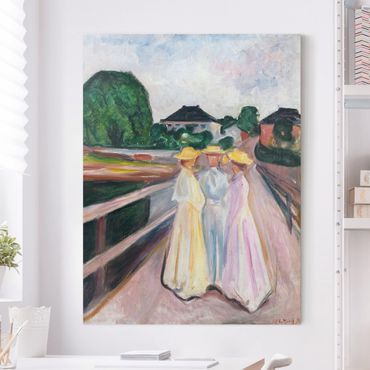 Canvas schilderijen Edvard Munch - Three Girls on the Bridge