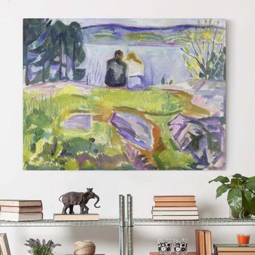 Canvas schilderijen Edvard Munch - Spring (Love Couple On The Shore)