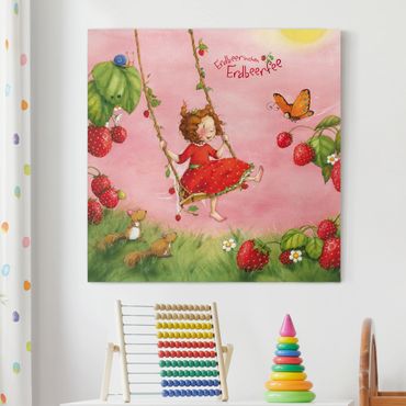 Canvas schilderijen Little Strawberry Strawberry Fairy - Tree Swing