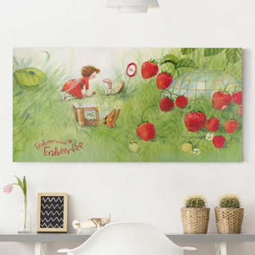 Canvas schilderijen Little Strawberry Strawberry Fairy- With Worm Home