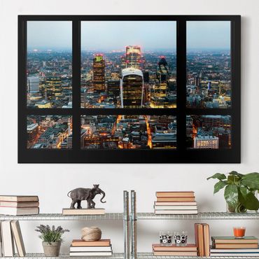 Canvas schilderijen Window view illuminated skyline of London