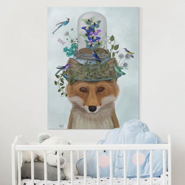 Canvas schilderijen Fox With Butterfly Shut