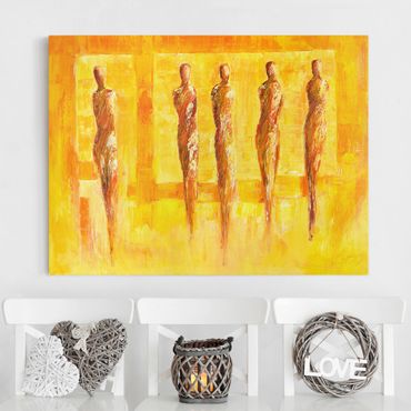 Canvas schilderijen Five Figures In Yellow