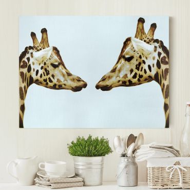 Canvas schilderijen Giraffes In Love