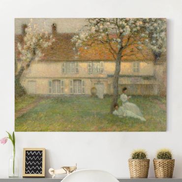 Canvas schilderijen Henri Le Sidaner - Flowering Trees In Gerberoy