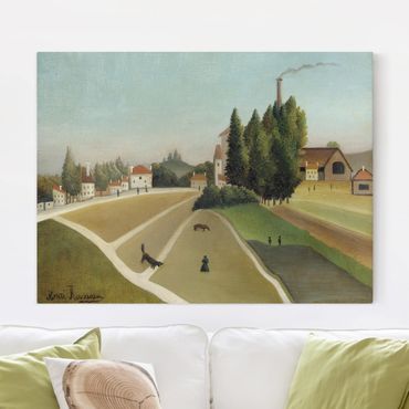 Canvas schilderijen Henri Rousseau - Landscape With Factory