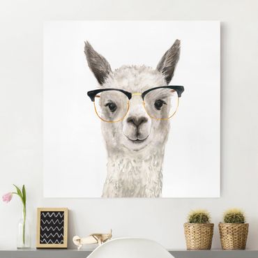 Canvas schilderijen Hip Lama With Glasses I