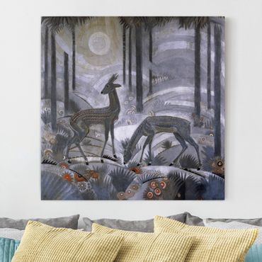 Canvas schilderijen Jean Dunand - Gazelles – Lacquered Wood Panel