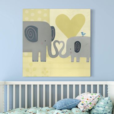 Canvas schilderijen Mum And I - Elephants
