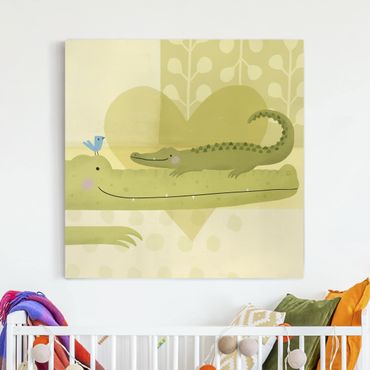 Canvas schilderijen Mum And I - Crocodiles