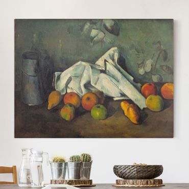 Canvas schilderijen Paul Cézanne - Still Life With Milk Can And Apples