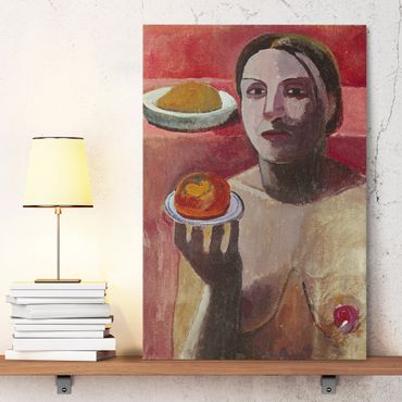 Canvas schilderijen Paula Modersohn-Becker - Semi-nude Italian Woman with Plate