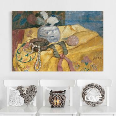 Canvas schilderijen Paula Modersohn-Becker - Still life with Beaded Necklace