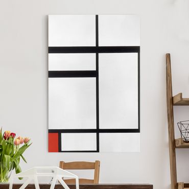 Canvas schilderijen Piet Mondrian - Composition with Red, Black and White
