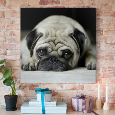 Canvas schilderijen Pug Loves You