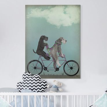 Canvas schilderijen Cycling - Schnauzer Tandem