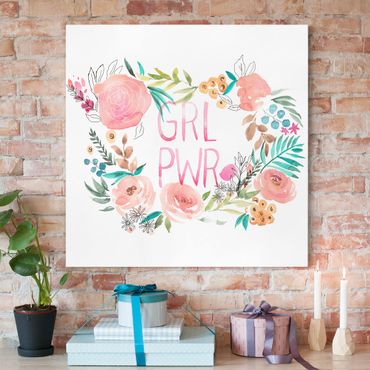 Canvas schilderijen Pink Flowers - Girl Power