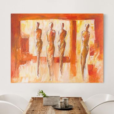 Canvas schilderijen Four Figures In Orange