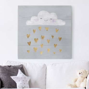 Canvas schilderijen Cloud With Golden Hearts
