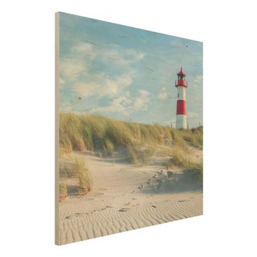 Houten schilderijen Lighthouse At The North Sea