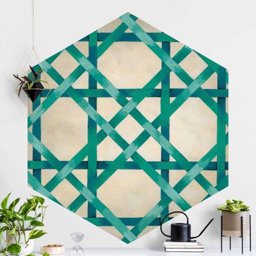 Hexagon Behang Light And Ribbon Turquoise