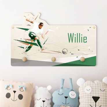 Wandkapstokken voor kinderen Favourite Club White Green With Customised Name
