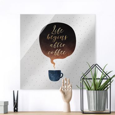 Glasschilderijen Life Begins After Coffee Dots