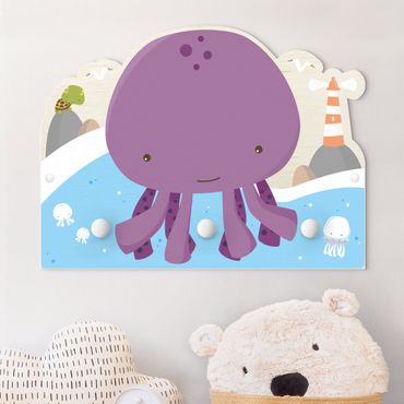 Wandkapstokken voor kinderen Purple Baby Squid