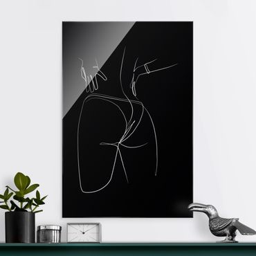 Glasschilderijen Line Art - Woman Lower Body Black