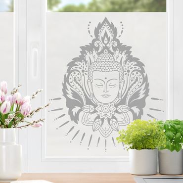 Raamfolie - Lotus with Buddha II