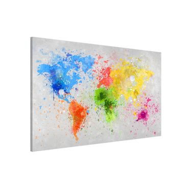 Magneetborden Colourful Splodges World Map