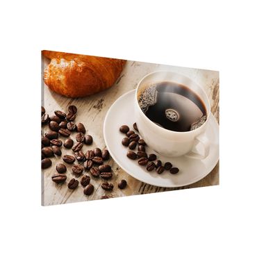 Magneetborden Steaming coffee cup with coffee beans