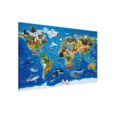 Magneetborden Animal Club International - World Map With Animals