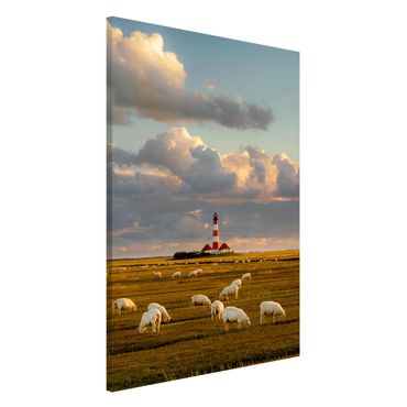 Magneetborden North Sea Lighthouse With Flock Of Sheep