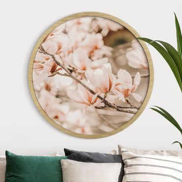 Rond schilderijen Ramo di magnolia in stile vintage